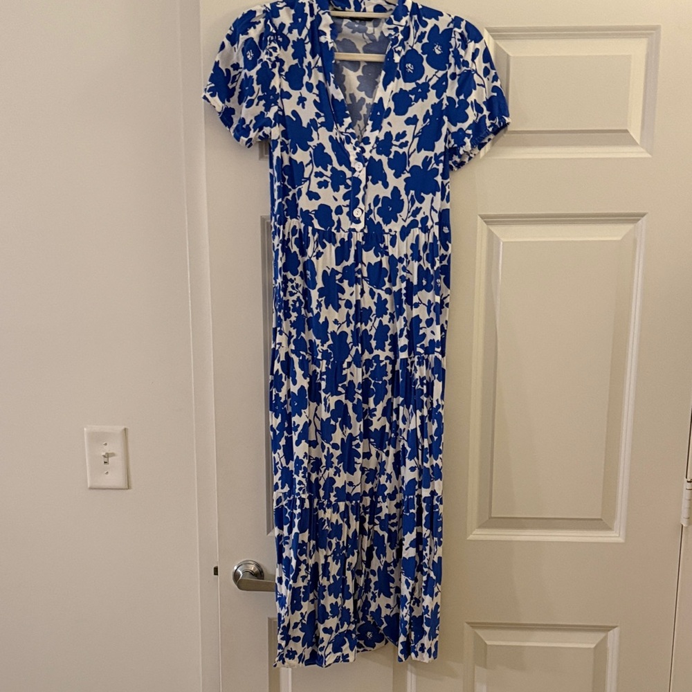 Zara Blue and White Floral Maxi Dress